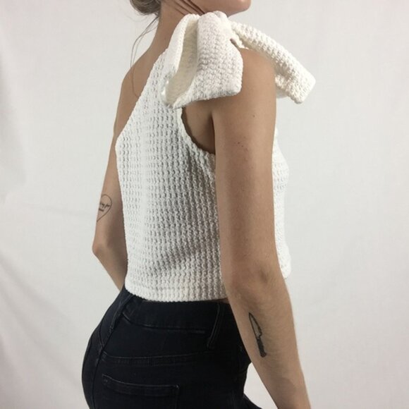 Club Monaco Jambalaya One Shoulder Bow Top S - Picture 4 of 16